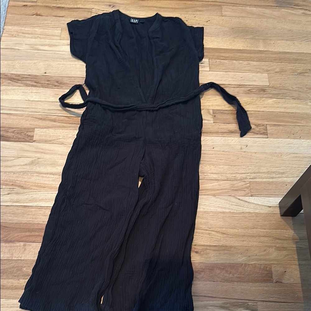 Gap Black Crinkle Cotton Women's Jumpsuit Size 6